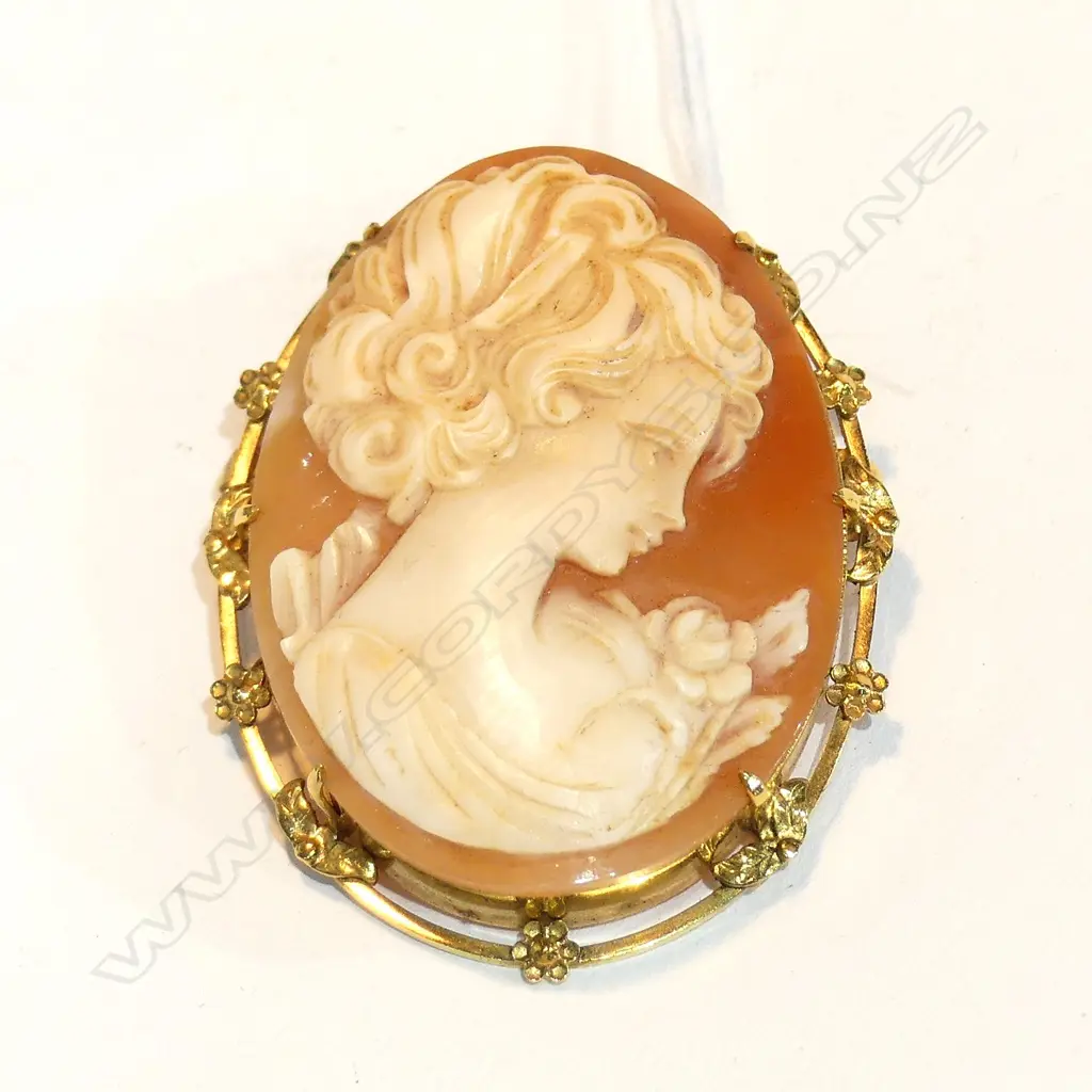22CT GOLD PLATED CAMEO BROOCH Image 1++