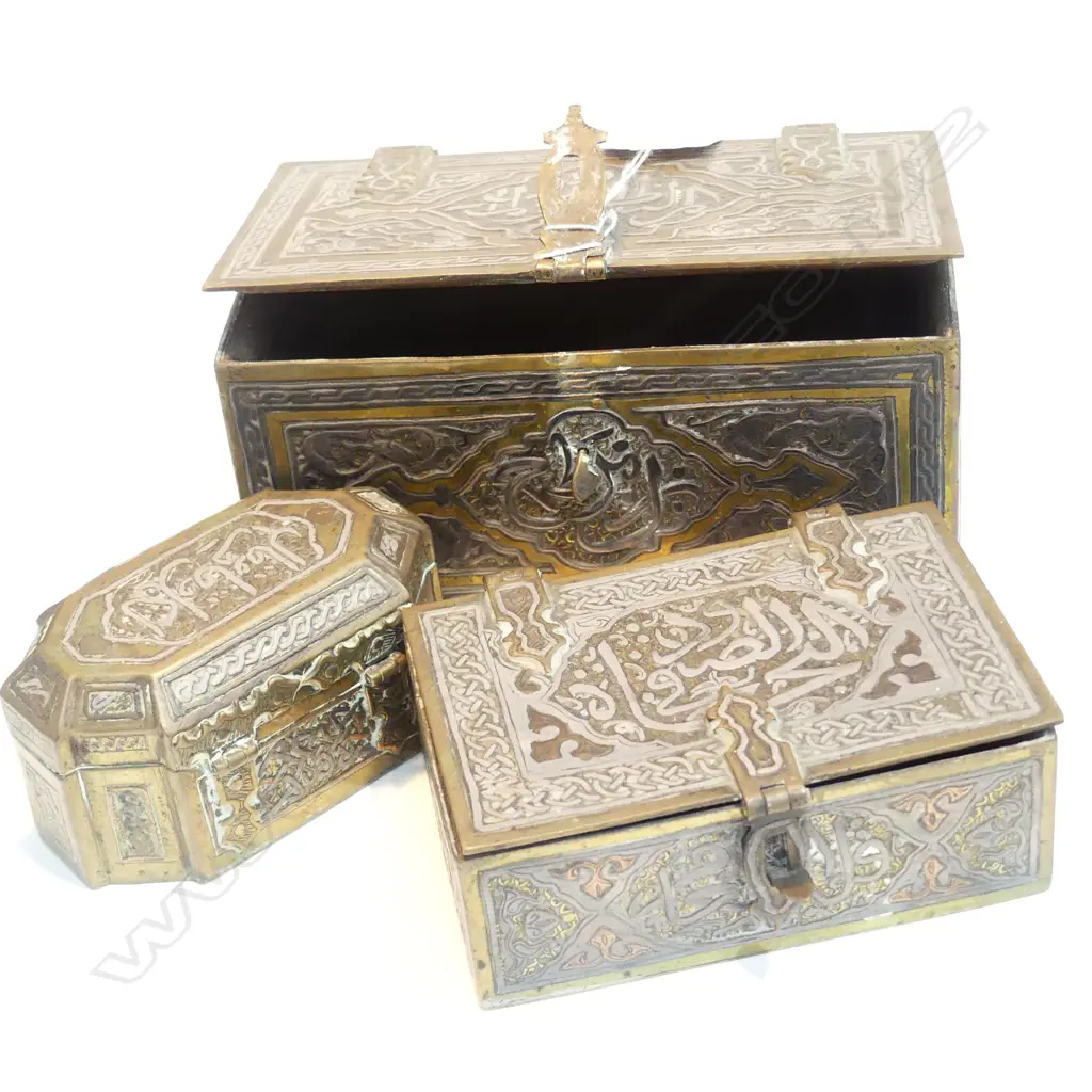 THREE EASTERN DAMASCENE BOXES Image 1++