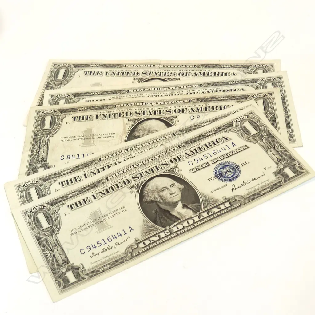 5 VINTAGE USA $1 BANKNOTES Image 1++