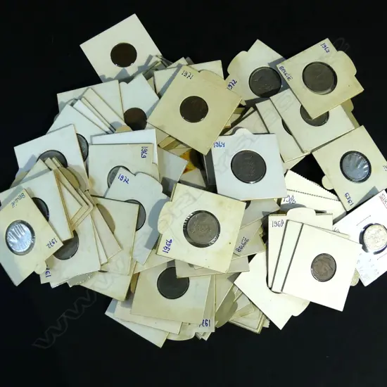 BAG OF OLDER WORLD COINAGE IN CARD MOUNTS