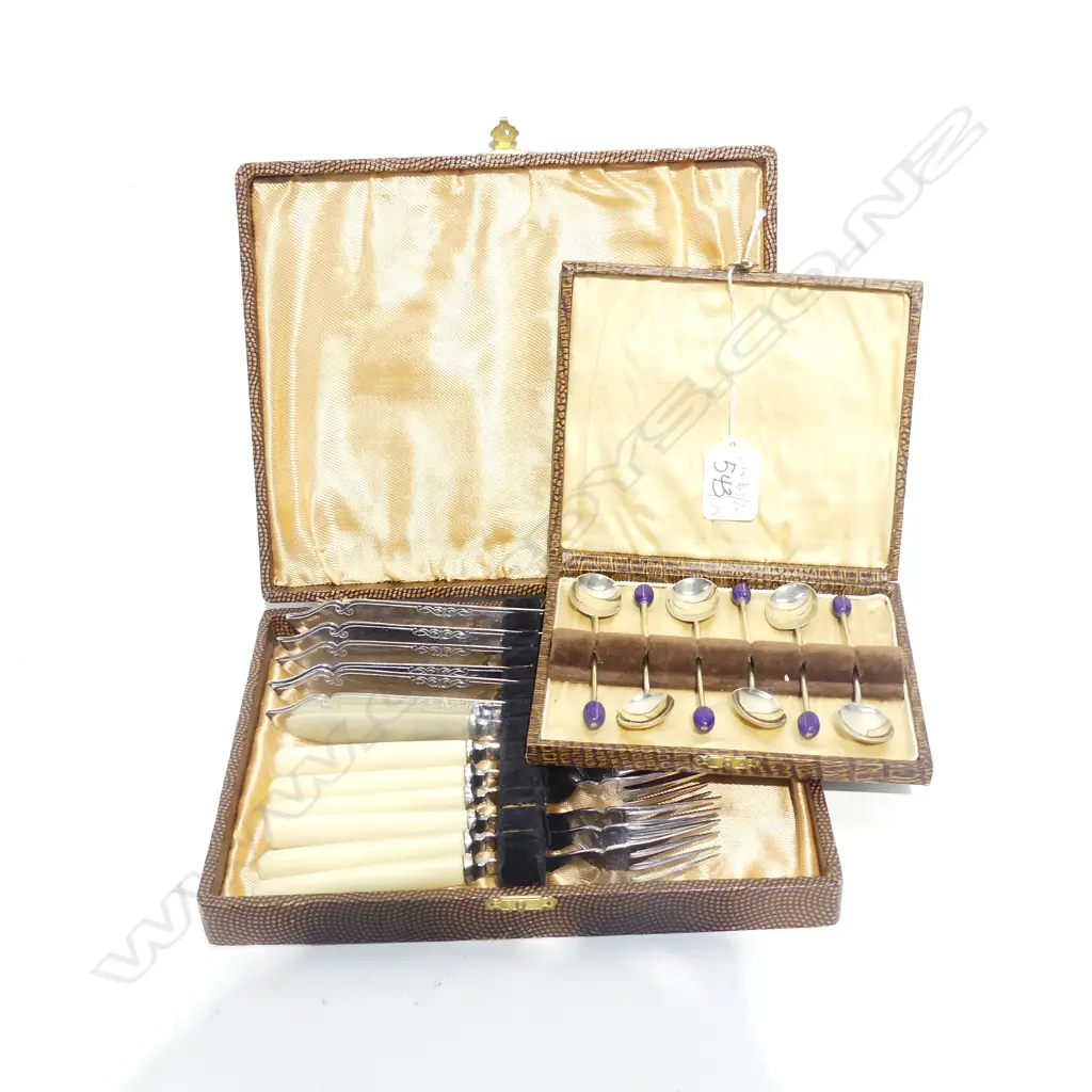 CASED FISH KNIVES AND FORKS+ COFFEE SPOONS Image 1++