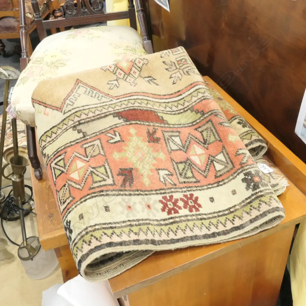 AUBUSSON STYLE MAT + TURKISH HAND KNOTTED RUG Image 1++