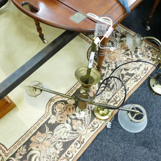 BRASS TWIN LIGHT PENDANT H620 MM