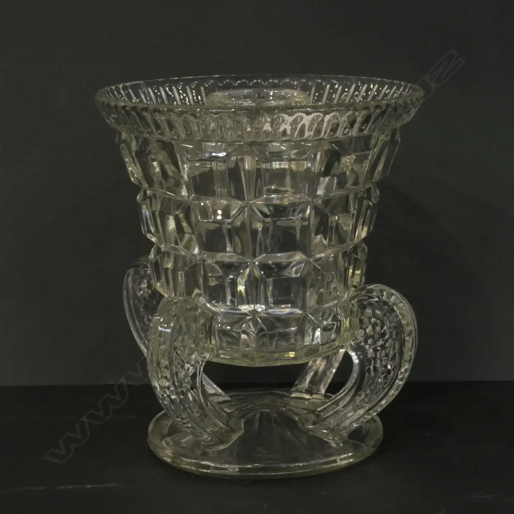 LARGE ITALIAN VINTAGE PRESSED GLASS VASE AF H. 235MM Image 1++