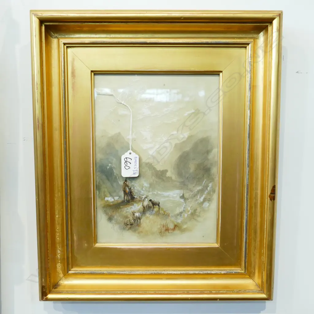 19TH CENTURY WATERCOLOUR HIGHLAND SCENE BY SAM BOUGH H. 400MM Image 1++