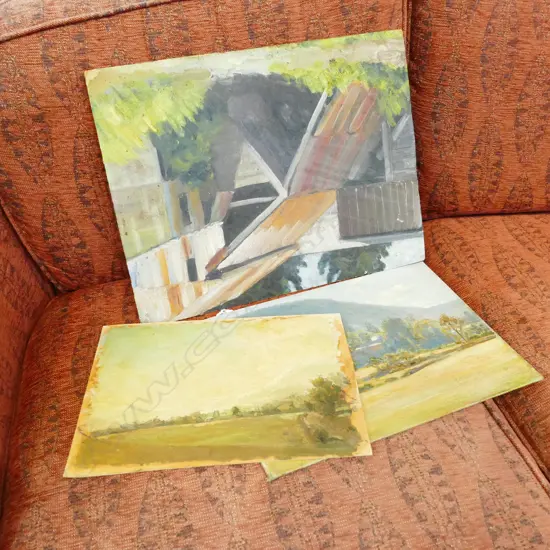 3 LANDSCAPE OILS - LARGEST H. 320 X W. 415MM