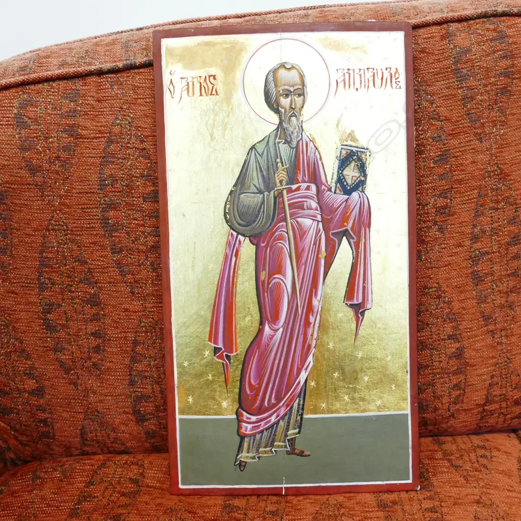 RELIGIOUS ICON GOLD LEAF PAINTING 395 X 215MM Image 1++