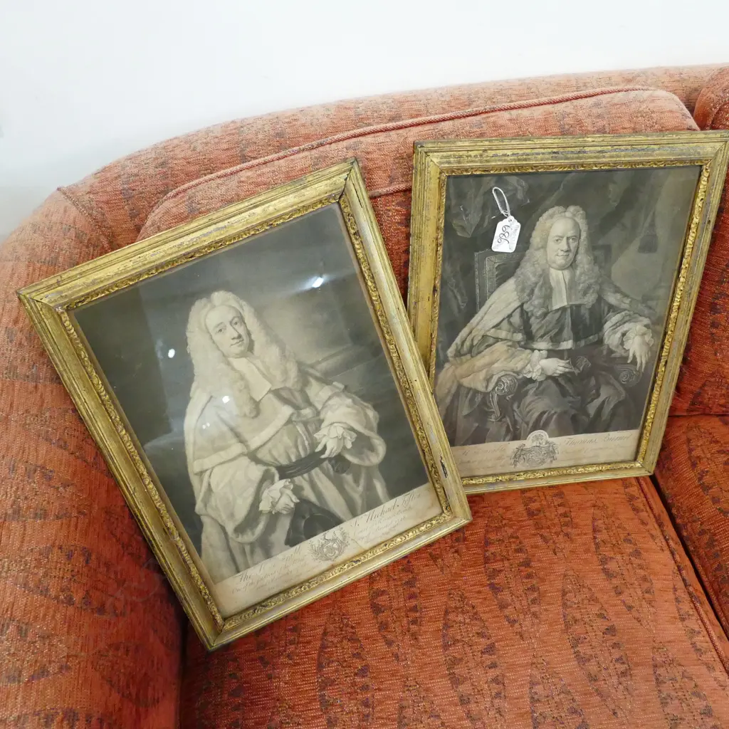 2 ANTIQUE PRINTS OF 18 CENT. JUDGES H. 420MM Image 1++