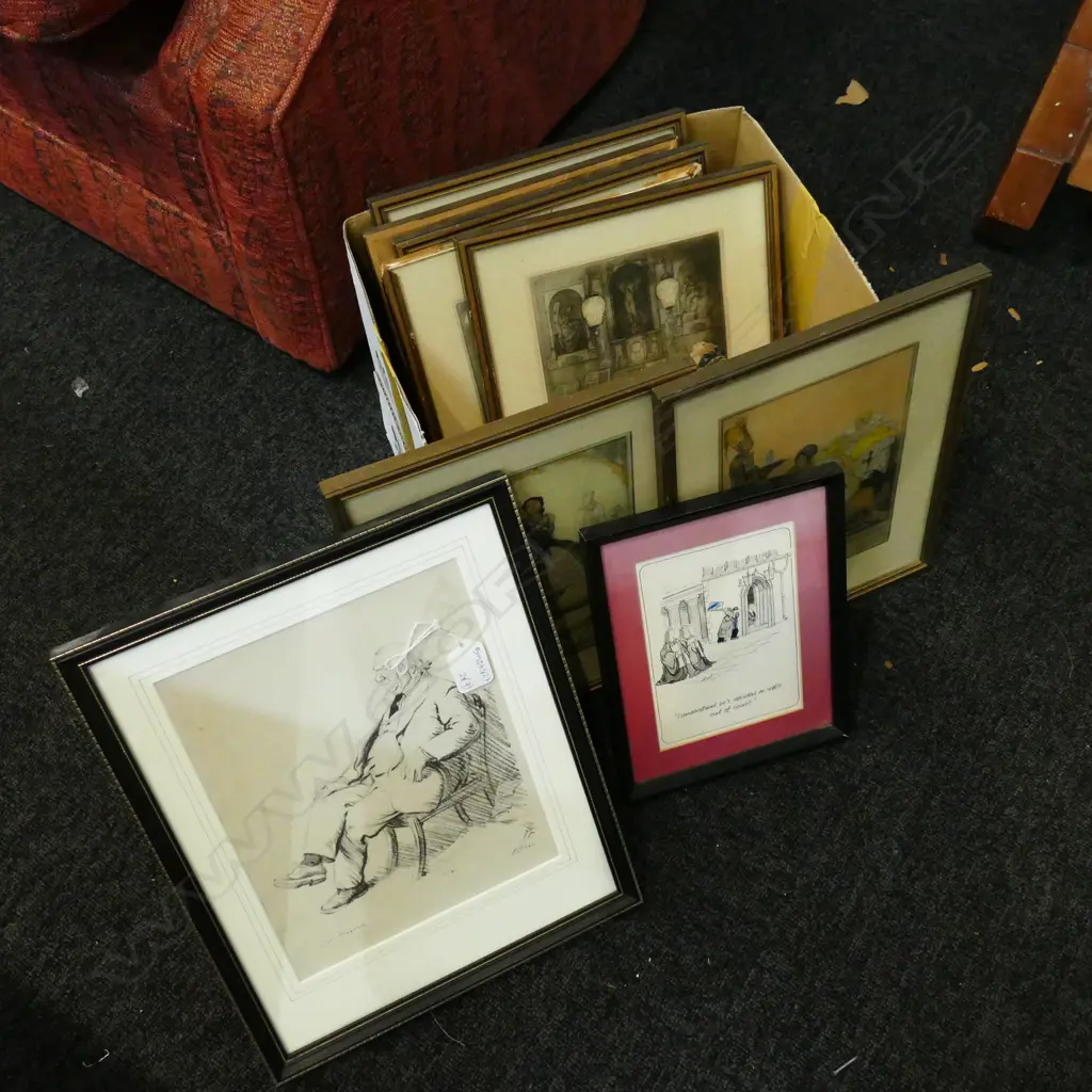 7 PRINTS 'SEVEN DEADLY SINS' 1930S EROTICA BY ANDRE LAMBERT AND TWO OTHERS 'LORD OXFORD' AND CARTOON Image 1++