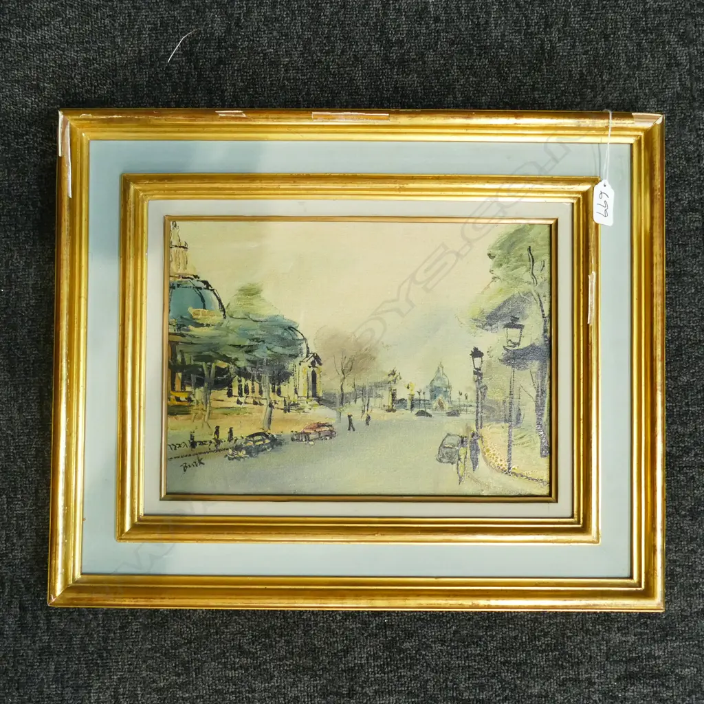 RETRO FRENCH OIL PAINTING STREET SCENE GILT FRAME Image 1++