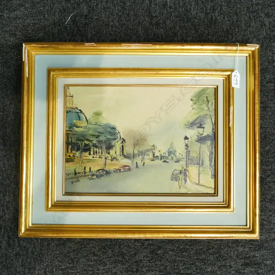 RETRO FRENCH OIL PAINTING STREET SCENE GILT FRAME