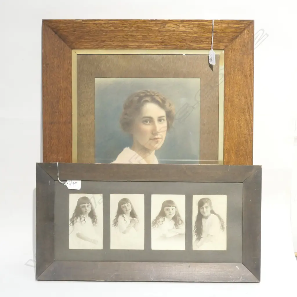 2 OAK FRAMED  PHOTOS  H 610 MM Image 1++