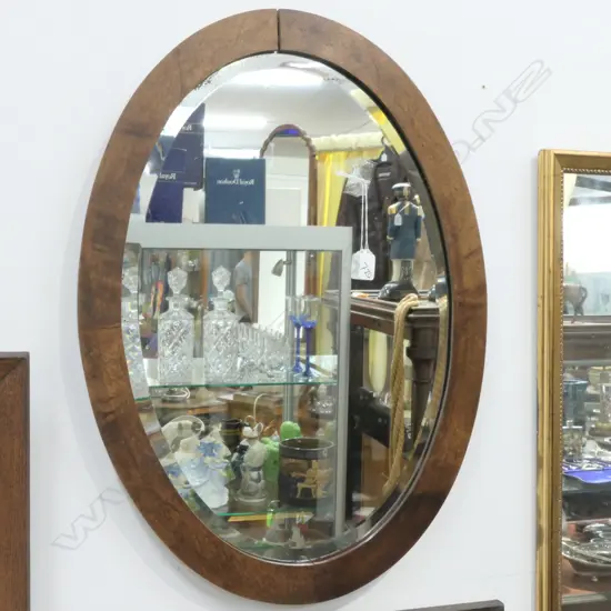 WOODEN OVAL FRAMED MIRROR