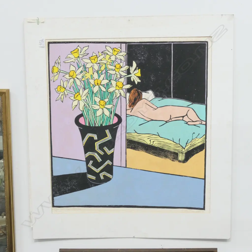 TOM BURNETT SCREENPRINT 'STILL LIFE + FIGURE'  15/50 - SGD & DATED 1984  UNFRAMED Image 1++