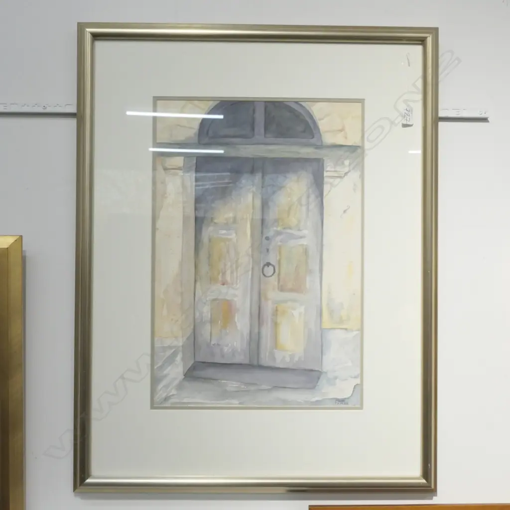 PRUE TAYLOR, ITALIAN VILLAGE DOOR, WATERCOLOUR, FRAMED, 820 X 630MM Image 1++