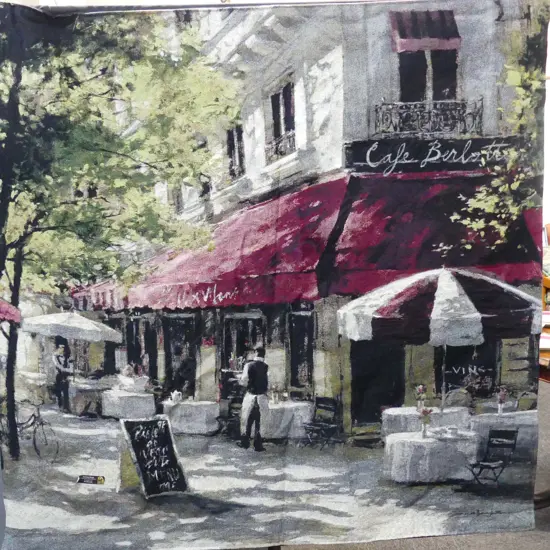 LGE FRENCH CAFE SCENE WALL HANGING + RAIL