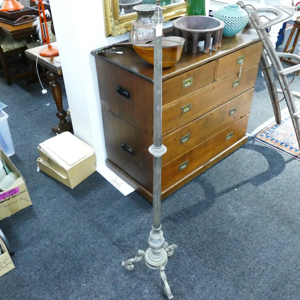 LARGE HEAVY METAL STANDARD LAMP EP? - NEEDS WIRING H. 1520MM Image 1++