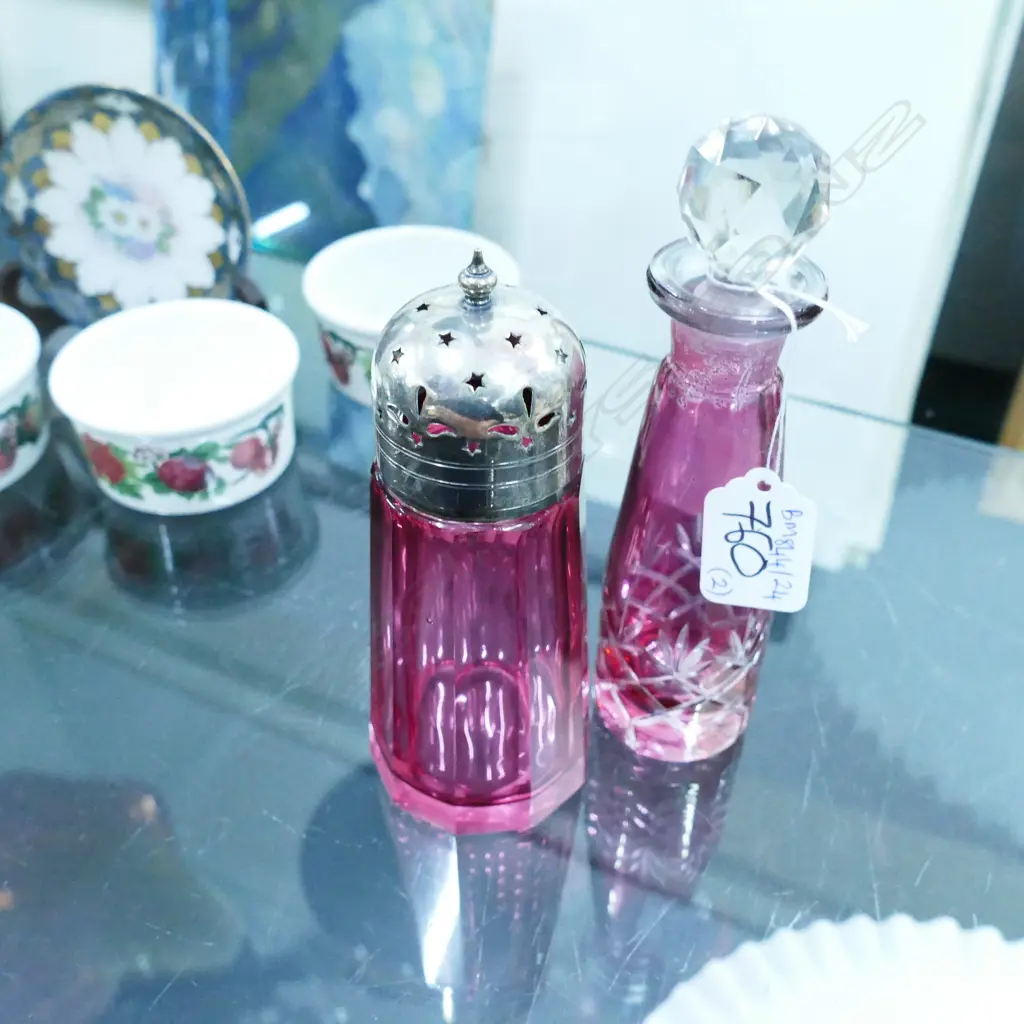 TWO RUBY GLASS VESTLES Image 1++