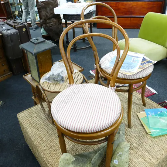 PAIR OF BENTWOOD CHAIRS + FOOT STOOL