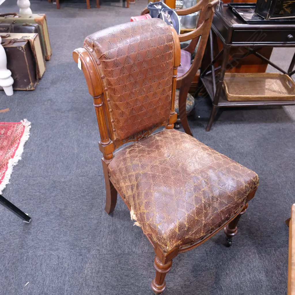 4 VICTORIAN LEATHER CHAIRS A.F Image 1++