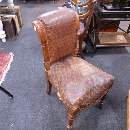 4 VICTORIAN LEATHER CHAIRS A.F