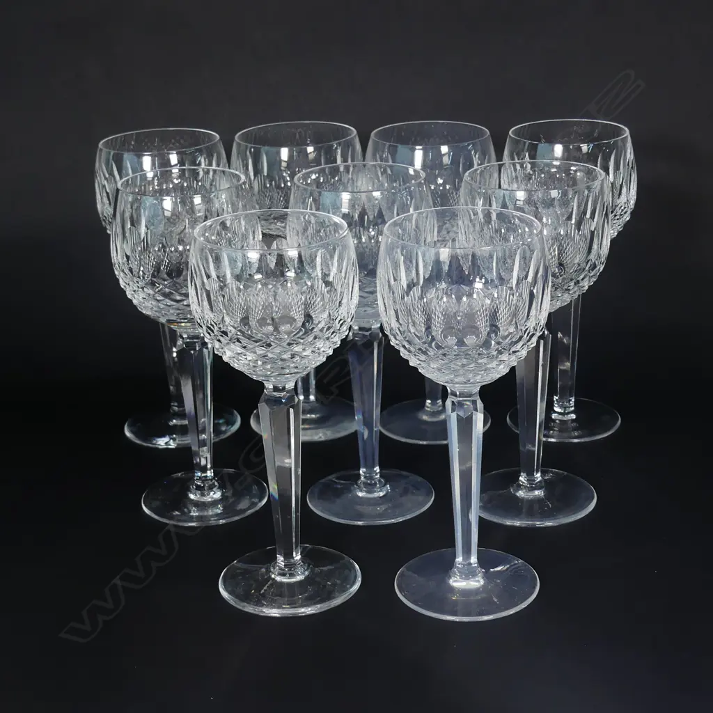 Eight Waterford crystal stemmed wine glasses Image 1++