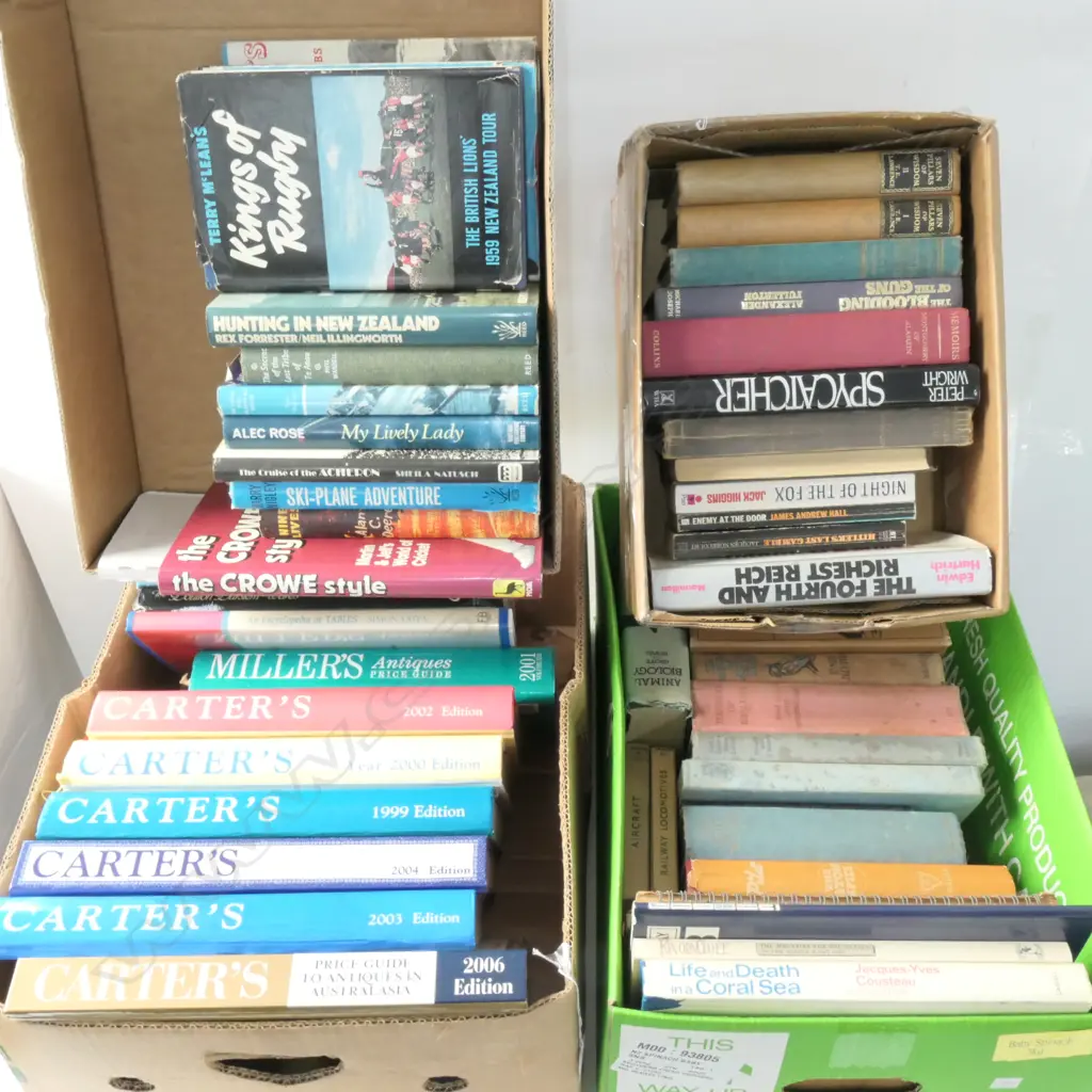 4 BOXES ASST BOOKS INCL. CARTERS PRICE GUIDES Image 1++