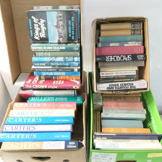 4 BOXES ASST BOOKS INCL. CARTERS PRICE GUIDES