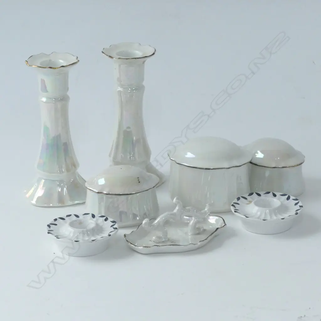 EIGHT ASST ITEMS; CANDLESTICKS, BOXES Image 1++