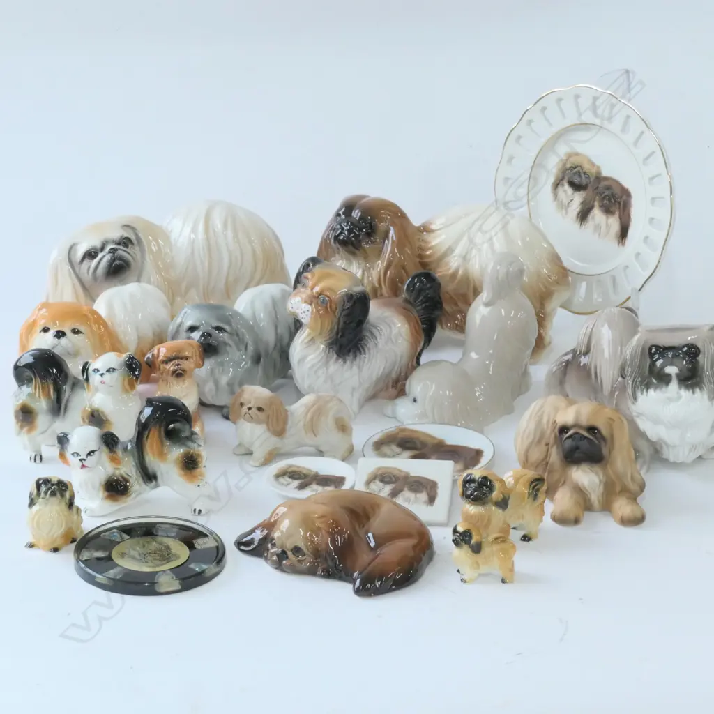 LOT ASST CERAMIC PEKINGESE DOGS Image 1++