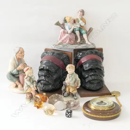 LOT ASST INCL BUST BOOKENDS & PORCELAIN FIGURES