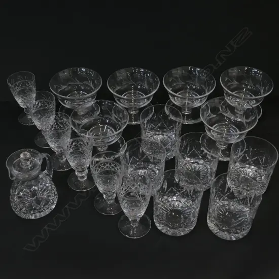 LOT ASST STUART CRYSTAL, SIX TUMBLERS, SIX ICE CREAM BOWLS, SIX SHERRIES AND VINAIGRETTE 
