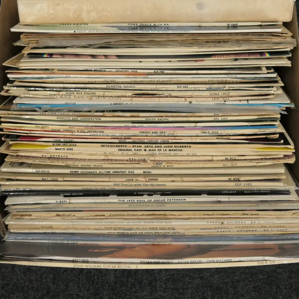 2 BOXES OF VINTAGE RECORDS MILES DAVIS ETC Image 1++