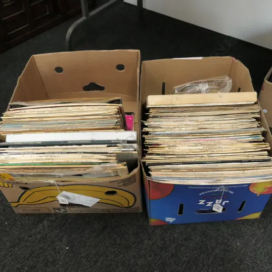 2 BOXES OF VINTAGE RECORDS MILES DAVIS ETC