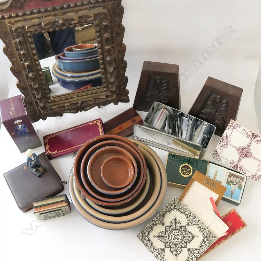 BOX OF PLAYING CARDS, TILES, MIRROR ETC Image 1++