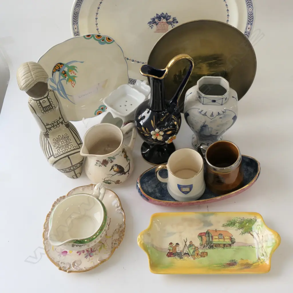 BOX OF ASSORTED CHINA INCLUDING DOULTON SERIESWARE ETC Image 1++