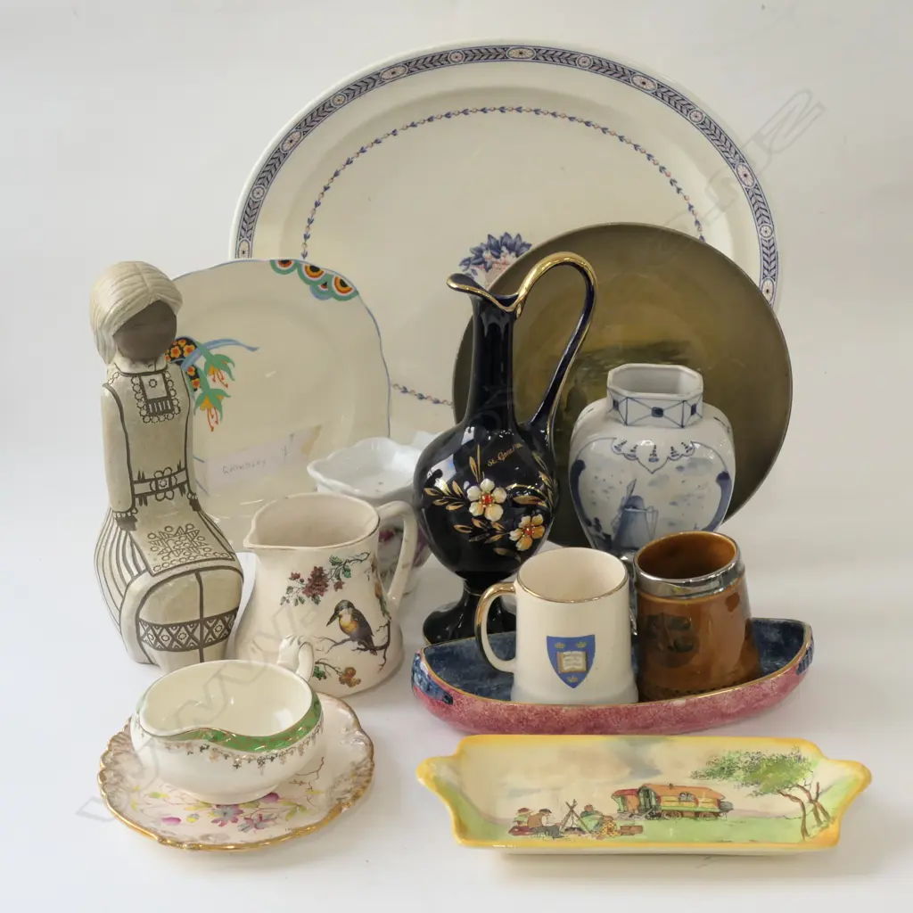 BOX OF ASSORTED CHINA INCLUDING DOULTON SERIESWARE ETC Image 1++