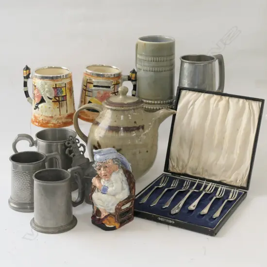 ASSORTED TANKARDS INCLUDING SCROOGE TOBY JUG ETC