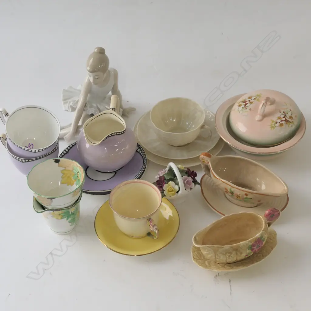 BOX OF ASSORTED CHINA INCLUDING MALING, BELEEK ETC Image 1++