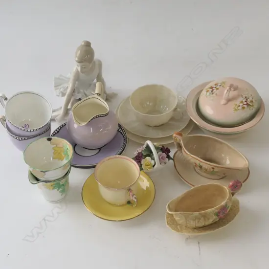 BOX OF ASSORTED CHINA INCLUDING MALING, BELEEK ETC