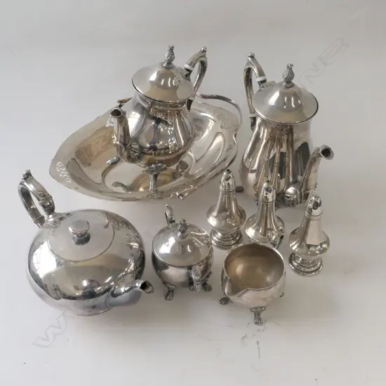 SILVER PLATE COLLECTION COFFEE TEA BASKET CONDIMENTS..