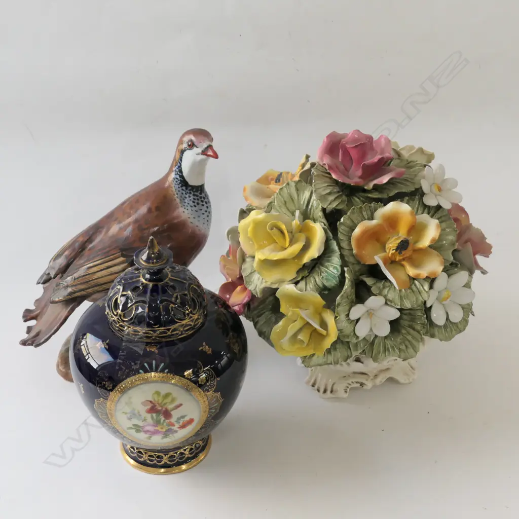 3 FANCY CHINA PCES; ITALIAN FRUIT DISPLAY A.F. BIRD ETC Image 1++