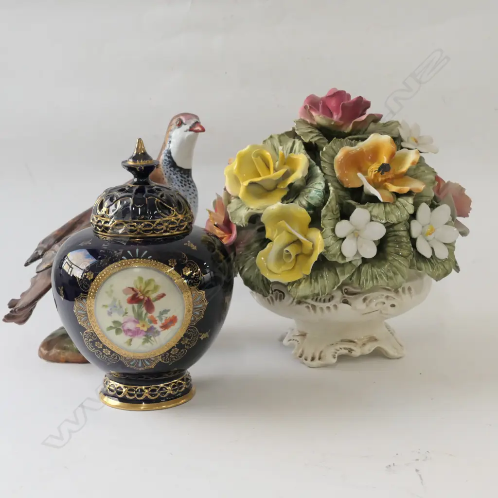 3 FANCY CHINA PCES; ITALIAN FRUIT DISPLAY A.F. BIRD ETC Image 1++