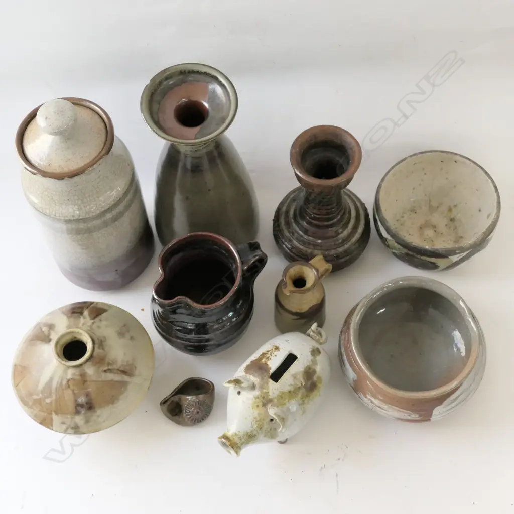 ASST NZ POTTERY INCL TENMOKU GLAZE DOMESTICWARE JUG Image 1++