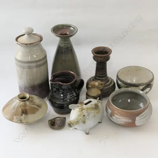 ASST NZ POTTERY INCL TENMOKU GLAZE DOMESTICWARE JUG