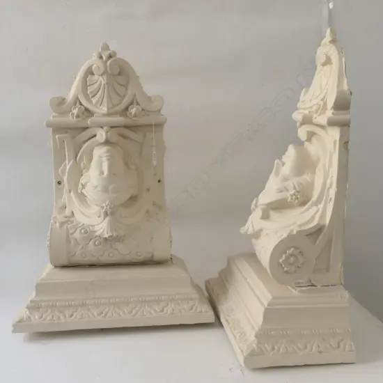 PR CLASSICAL CAST PLASTER CORBELS W MASKS H.580mm