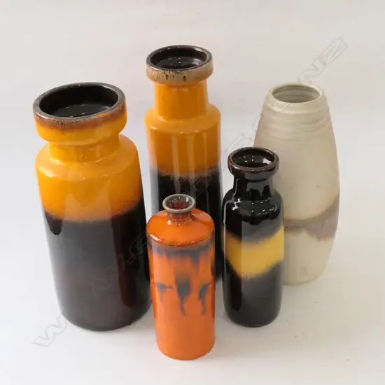 5 GERMAN POTTERY VASES - LARGEST H. 325MM