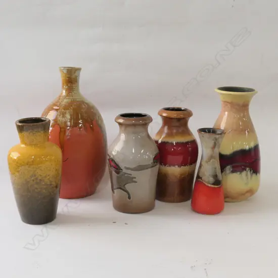6 GERMAN POTTERY VASES - LARGEST H. 270MM