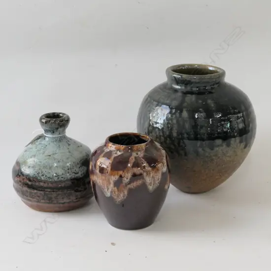 WARREN TIPPET TENMOKU / CHUN VASE + 2 OTHERS