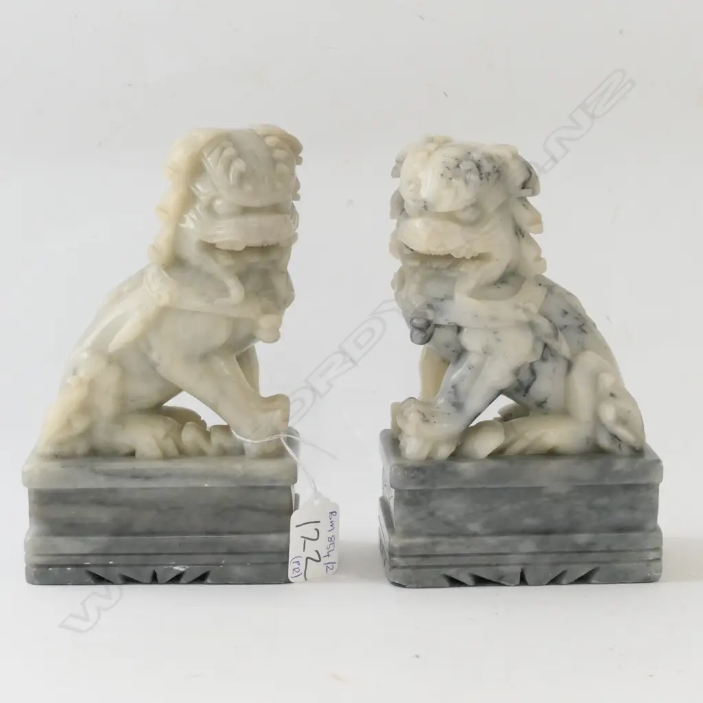 PAIR OF CARVED JADE FU DOGS 180MM H Image 1++